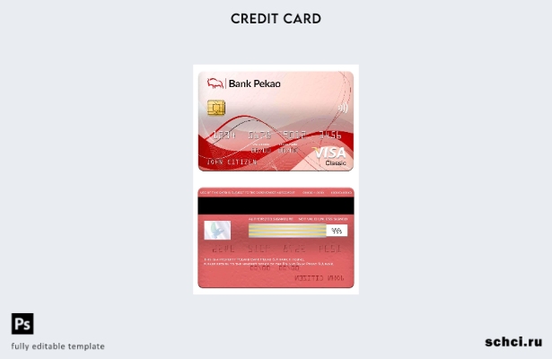 цифровая загрузка Польша Банк Pekao S.A шаблон карты Visa Classic для банка